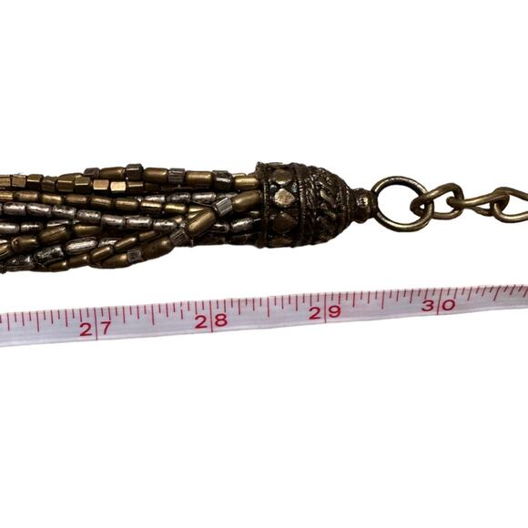 Bronze and Brass Metal Chain Belt with Large Oval Buckle and Chain Hook main image 4